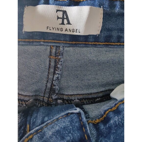 Flying Angel Gold Studded Mid Rise Wide Leg Jeans Medium Wash 11/30 NWT - Picture 8 of 11